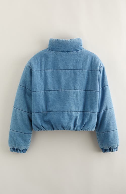 Treasure & Bond Kids' Denim Puffer Jacket In Blue