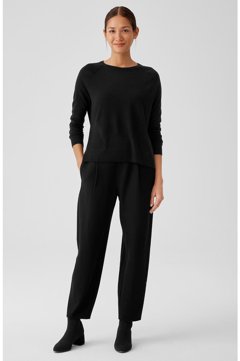 Raglan Sleeve Merino Wool Pullover, Alternate, color, BLACK