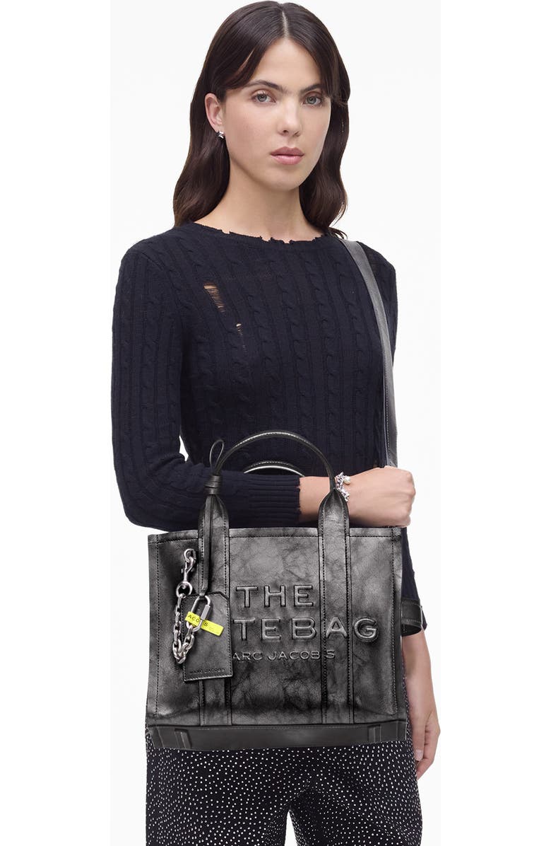Marc Jacobs The Metallic Distressed Leather Medium Tote, Alternate, color,