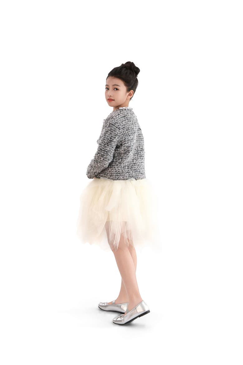 Bouclé Jewel-Collar Jacket, Alternate, color, Grey