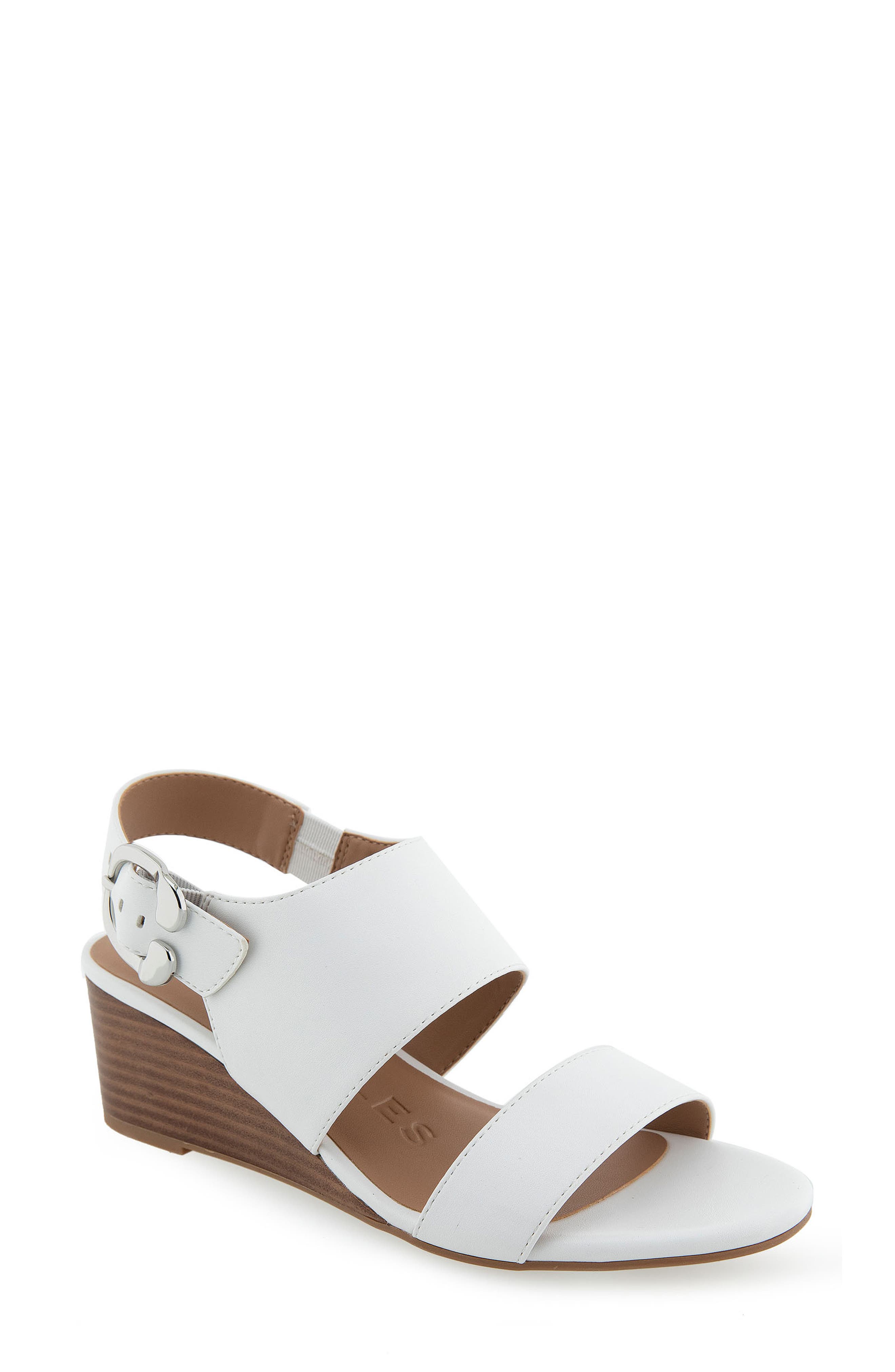 Worth Wedge Sandal, Main, color, WHITE COMBO