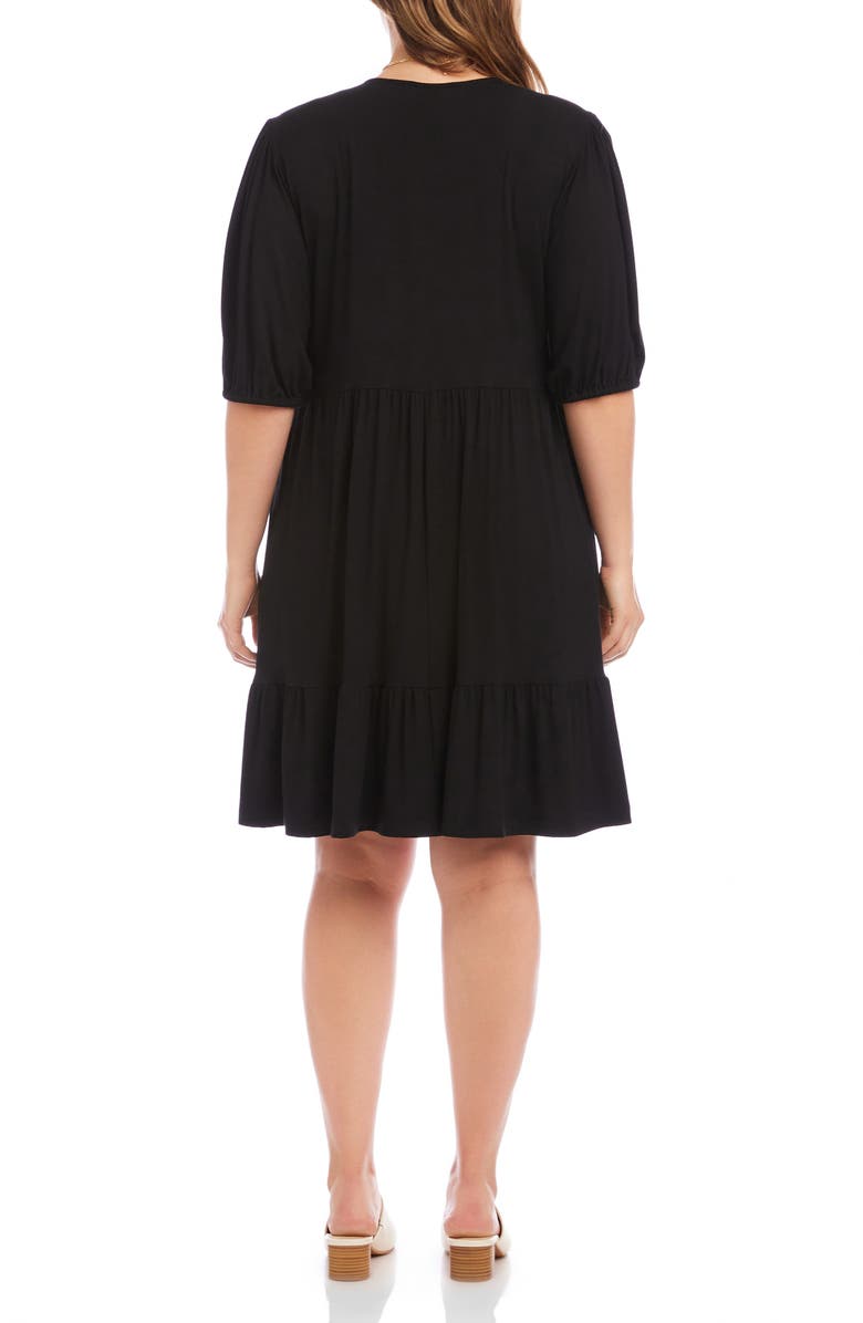 Karen Kane Puff Sleeve TIered Dress, Alternate, color, Black