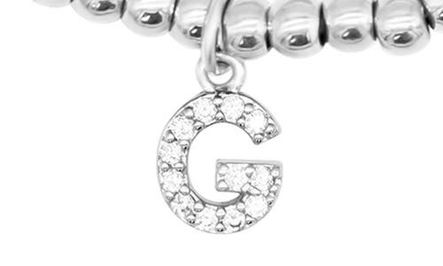 Adornia Initial & Heart 2-pack Stretch Bracelets In Silver-g