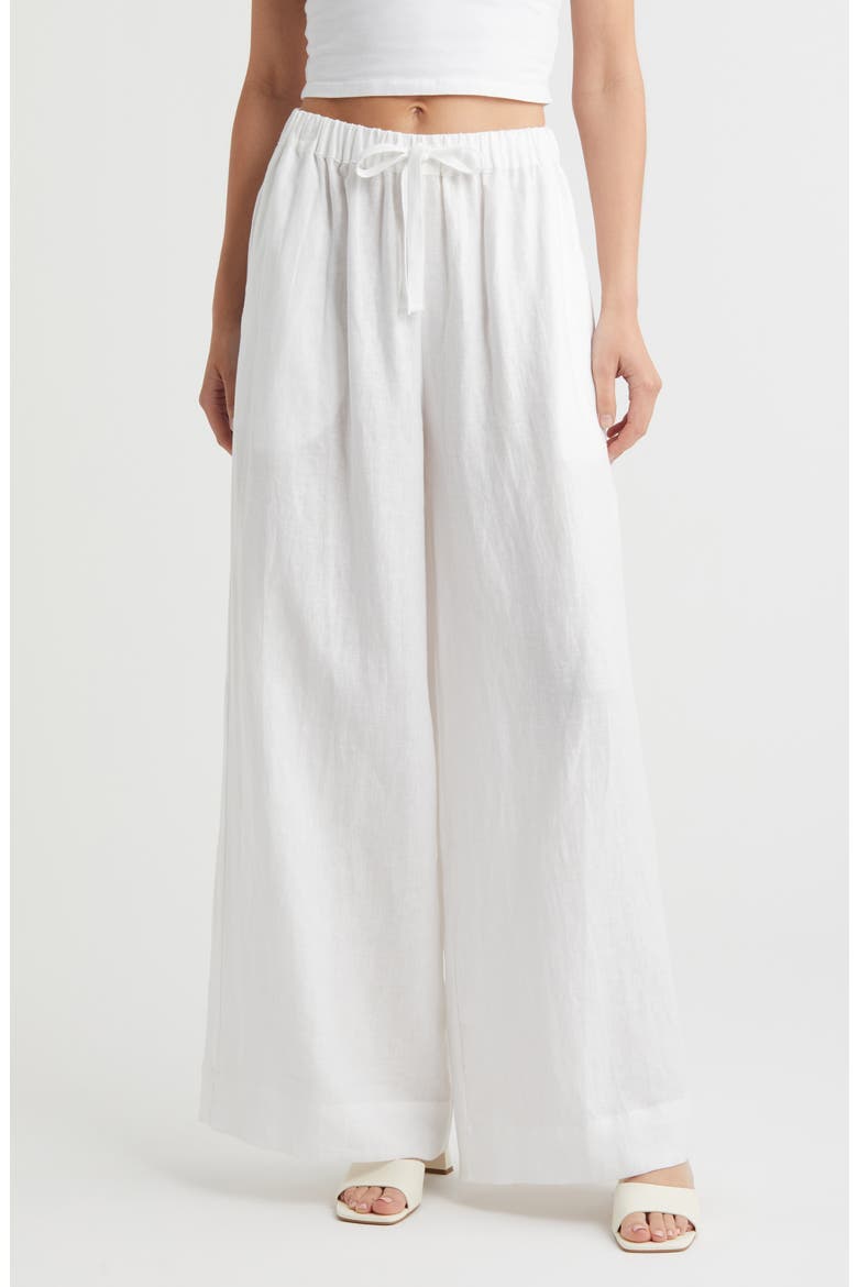 Conigli Wide Leg Linen Pants, Main, color, WHITE