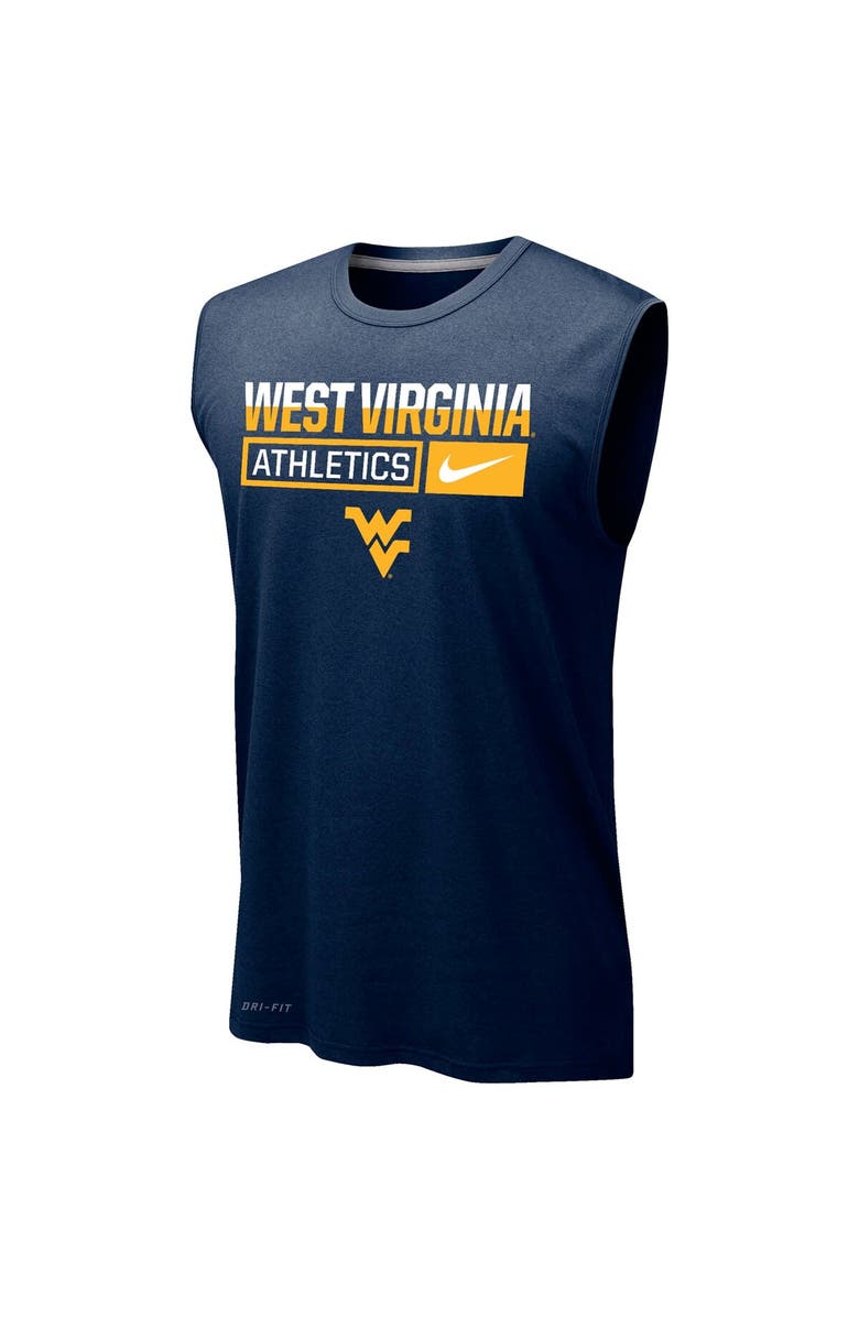 Nike Men's Nike Navy West Virginia Mountaineers Wordmark Drop Legend Performance Tank Top, Alternate, color, 