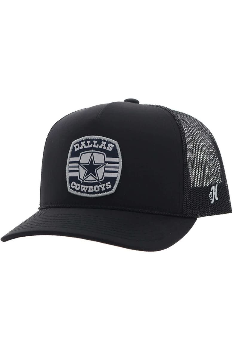 Men's HOOey Black Dallas Cowboys Patch Rope Trucker Adjustable Hat, Main, color, Black