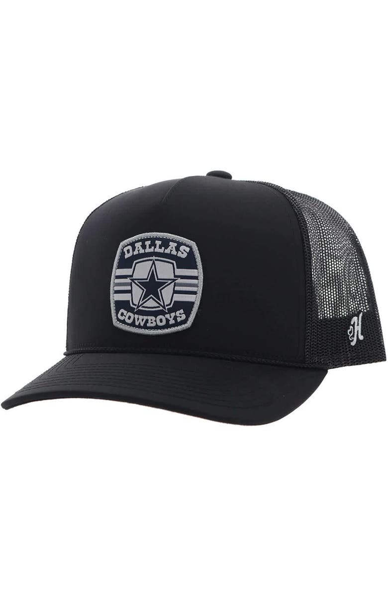 HOOEY Men's HOOey Black Dallas Cowboys Patch Rope Trucker Adjustable Hat, Main, color, Black