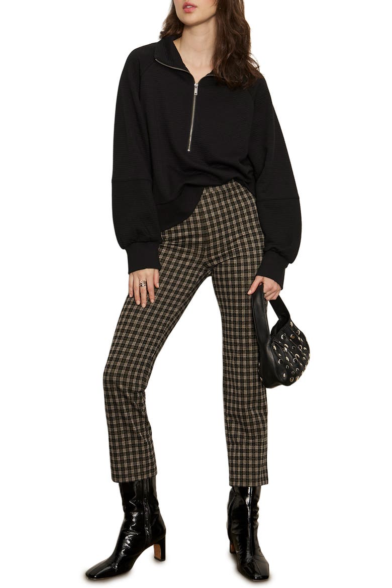 Carnaby Metallic Plaid Mid Rise Crop Pants, Alternate, color, SHINE ON