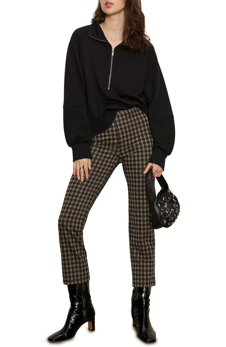 Sanctuary Carnaby Metallic Plaid Mid Rise Crop Pants, Alternate, color, Shine On Brown