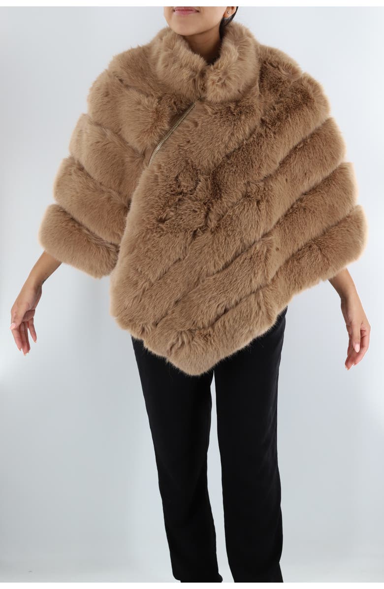 La Fiorentina Faux Fur Poncho, Main, color,