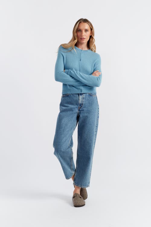 Chinti & Parker Pure Cashmere Summer Cropped Cardigan In Sky Blue
