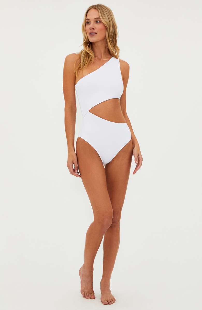 Beach Riot Celine Cutout One-Shoulder One-Piece Swimsuit, Alternate, color, White