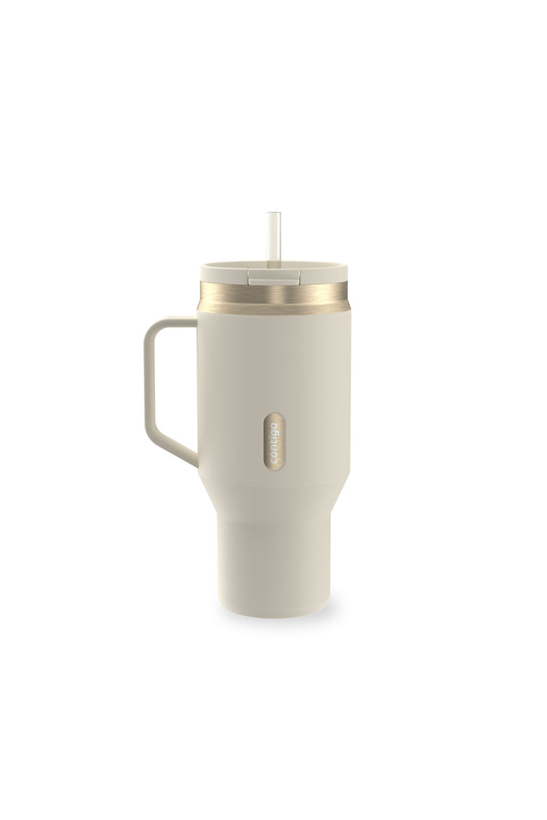 SnapSeal 30 oz Leakproof Travel Tumbler with Handle and Reusable Straw, Main, color, Oatmilk Champagne