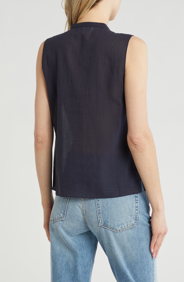 FRAME Lace Trim Sleeveless Button-Up Shirt, Alternate, color, Navy