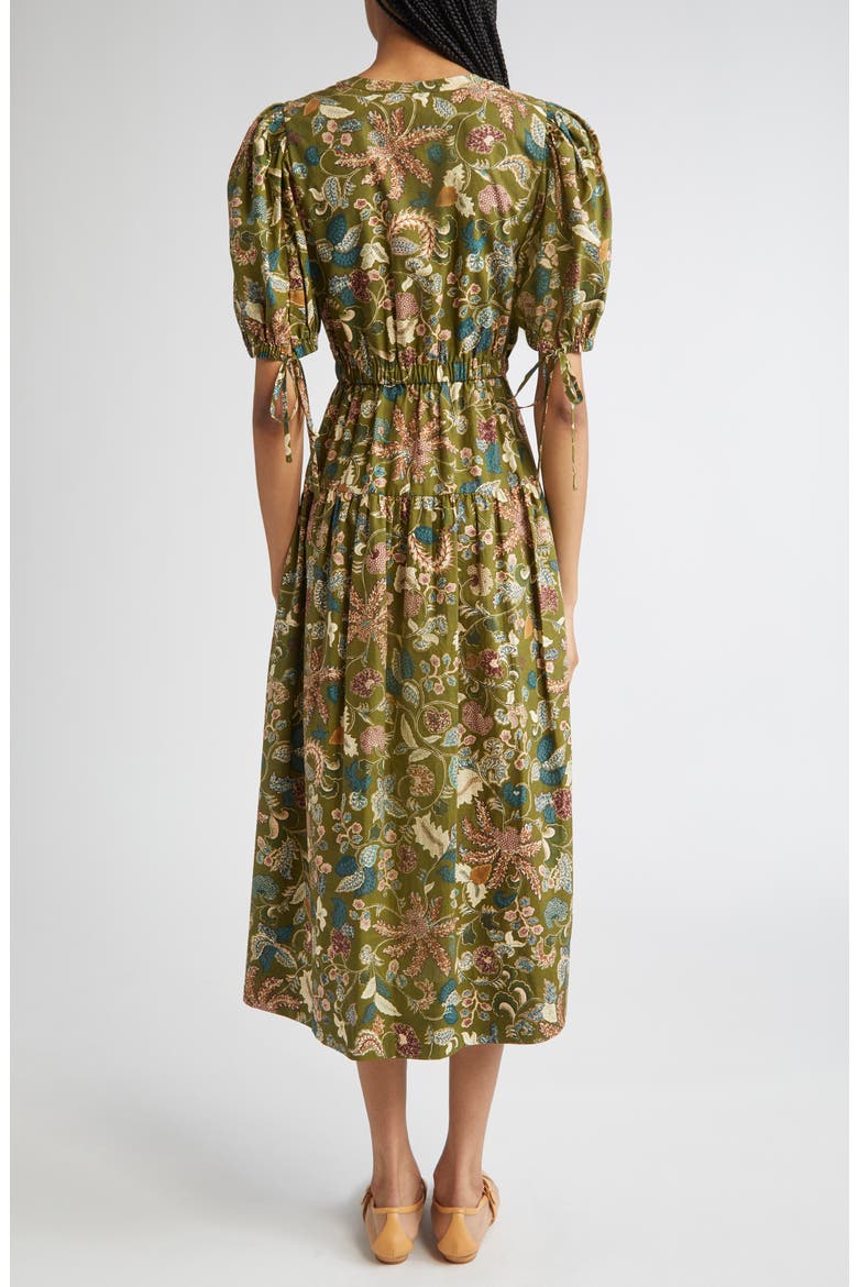 Paisley Floral Cotton Midi Dress, Alternate, color, LICHEN