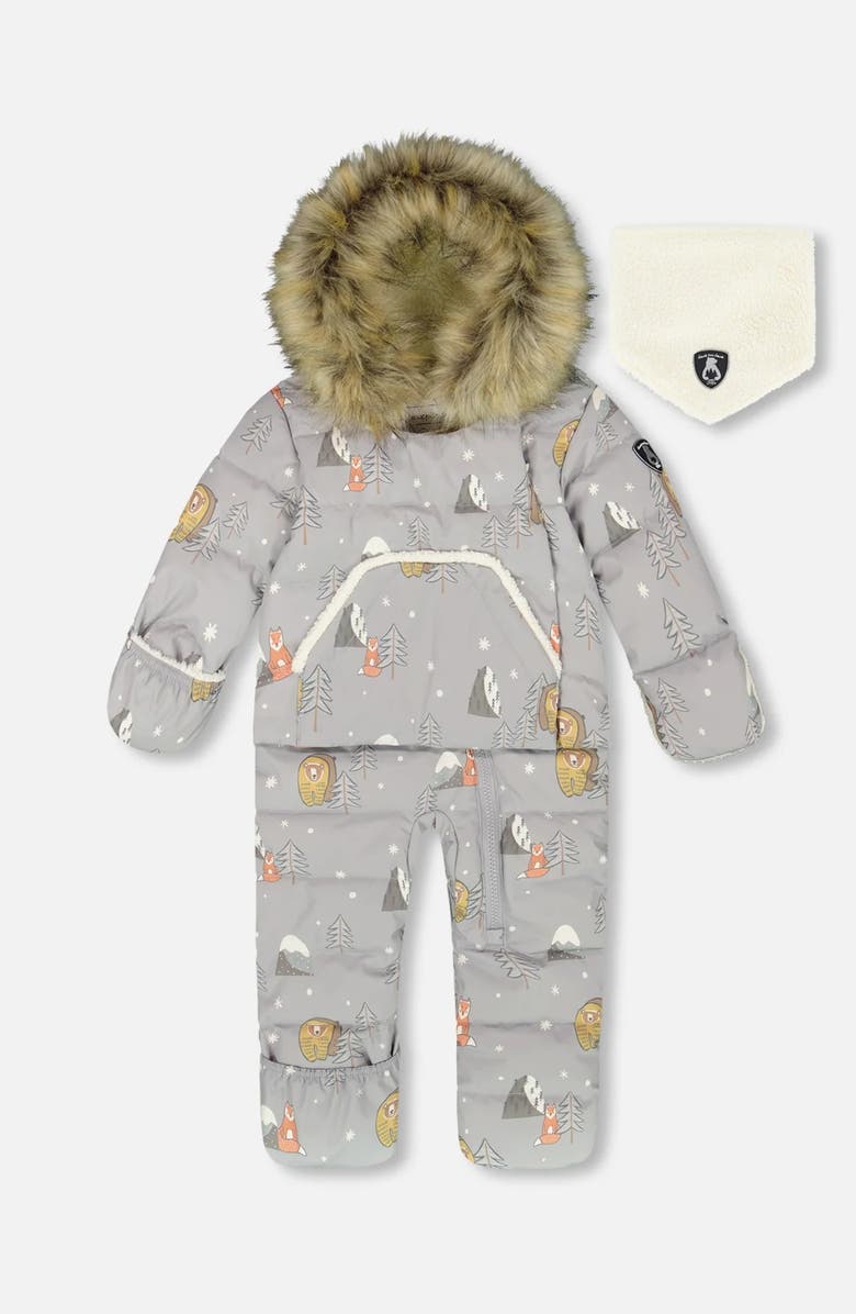 Deux par Deux One-Piece Snug Snowsuit Designed for Car Seat Bear, Main, color, Gray