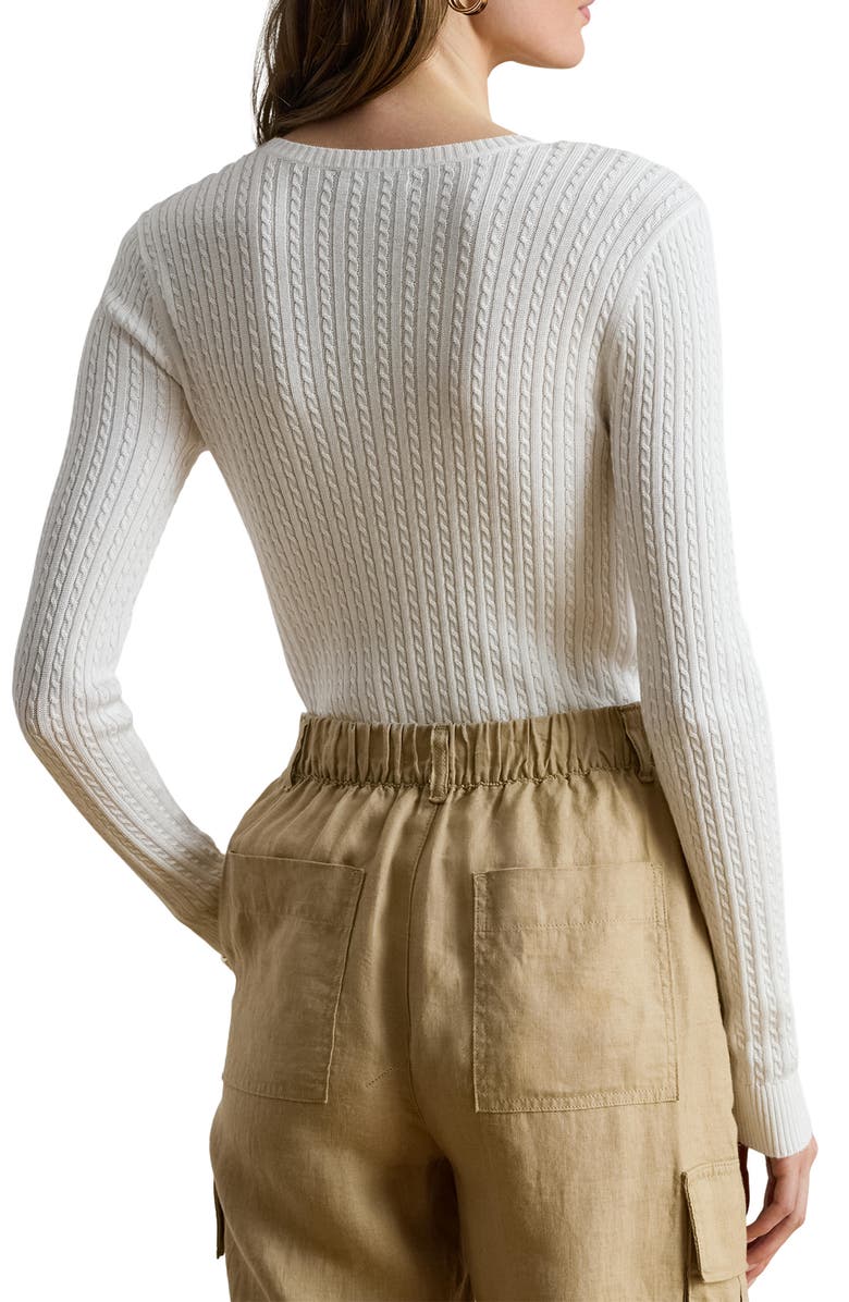 Lauren Ralph Lauren Mini Cable Crewneck Sweater, Alternate, color, White