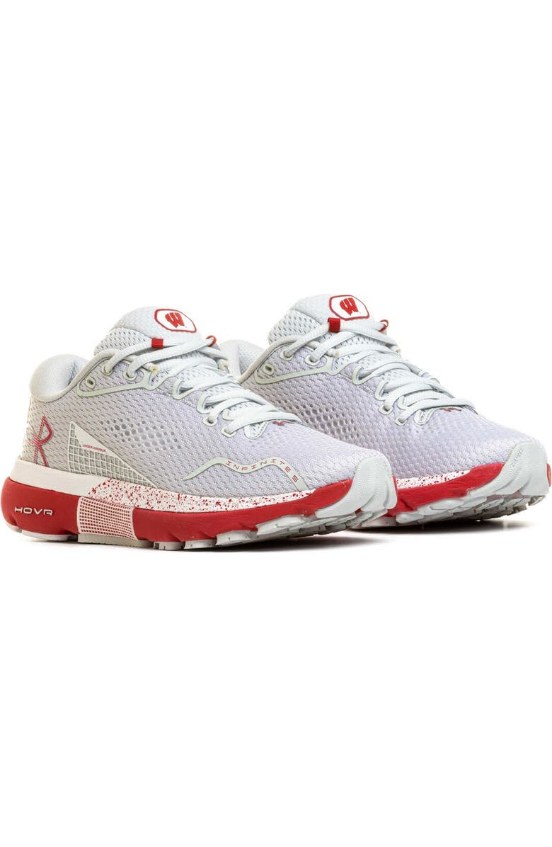 Under Armour Gray Wisconsin Badgers Infinite 5 Running Shoes, Alternate, color,