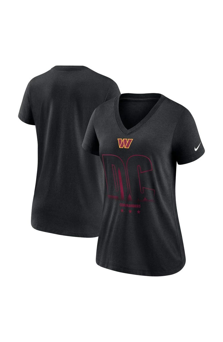 Nike Women's Nike Heathered Black Washington Commanders Tri-Blend V-Neck T-Shirt, Main, color, 