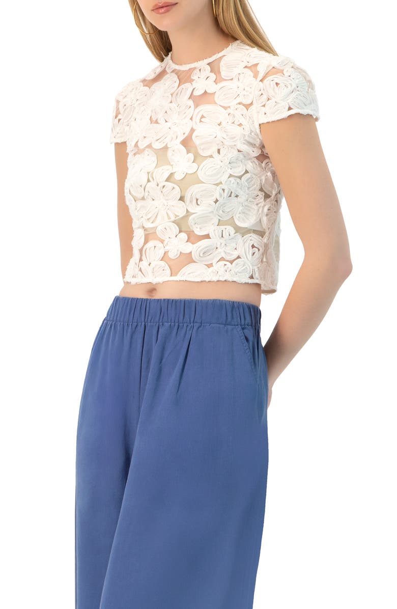 IVONNE See-Through Embroidered Top, Alternate, color, Ivory