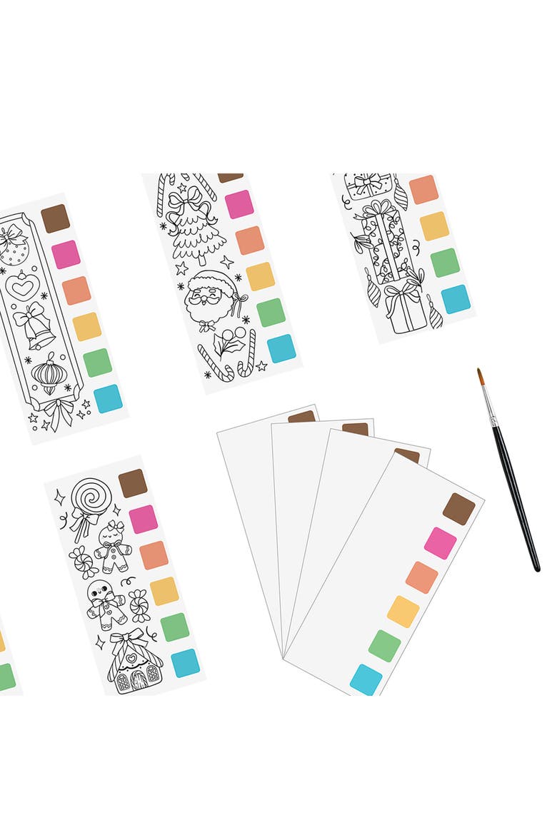 Watercolor Bookmark Pad, Hot Cocoa, 8 Christmas Designs, Alternate, color, Multicolored