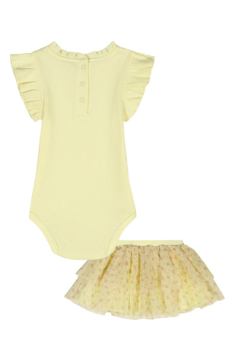 Juicy Couture Ruffle Bodysuit & Mesh Skirt Set, Alternate, color, Yellow