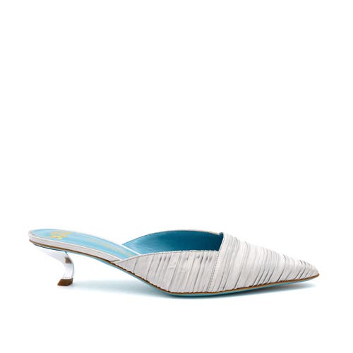 Shop Valentina Rangoni Virgilo Low Heel Mule In Perla Plisse