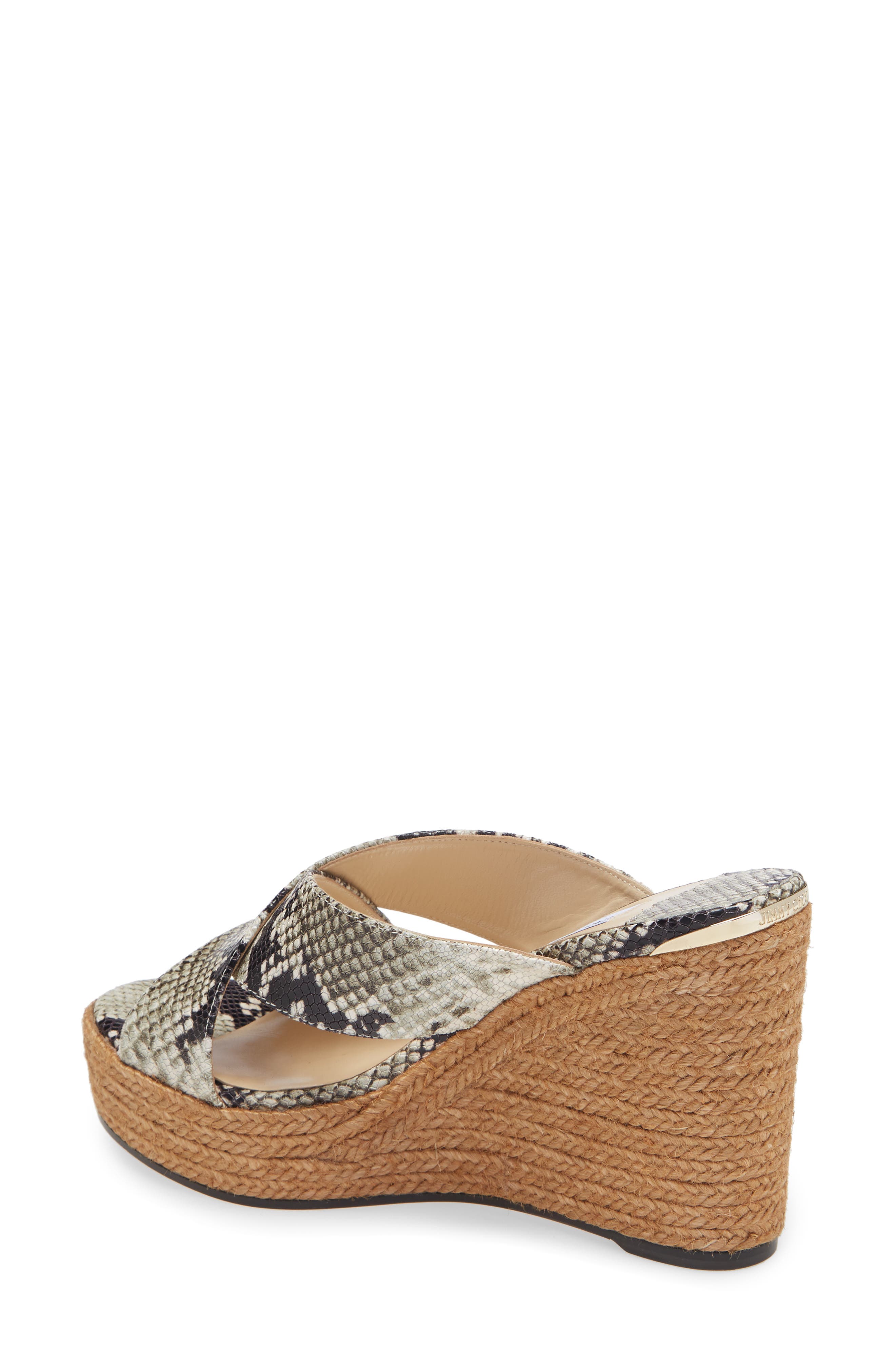 Jimmy Choo Dovina Snake Embossed Espadrille Platform Wedge, Alternate, color, 