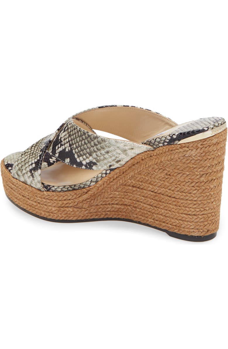 Jimmy Choo Dovina Snake Embossed Espadrille Platform Wedge, Alternate, color,