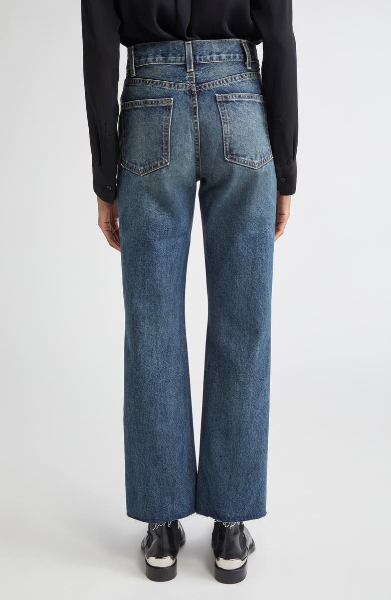 Nili Lotan Calla Straight Leg Raw Hem Jeans, Alternate, color, Simon Wash