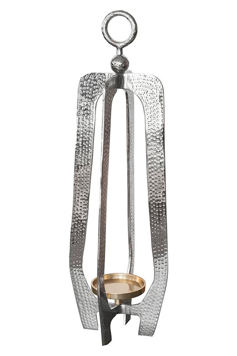 Hammered Metal Lantern, Main, color, SILVER