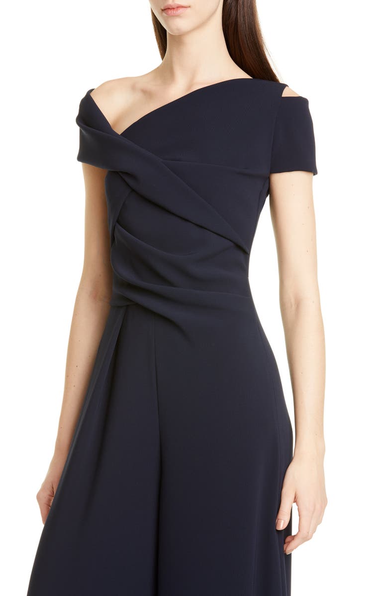 Talbot Runhof One-Shoulder Stretch Crepe Jumpsuit, Alternate, color,