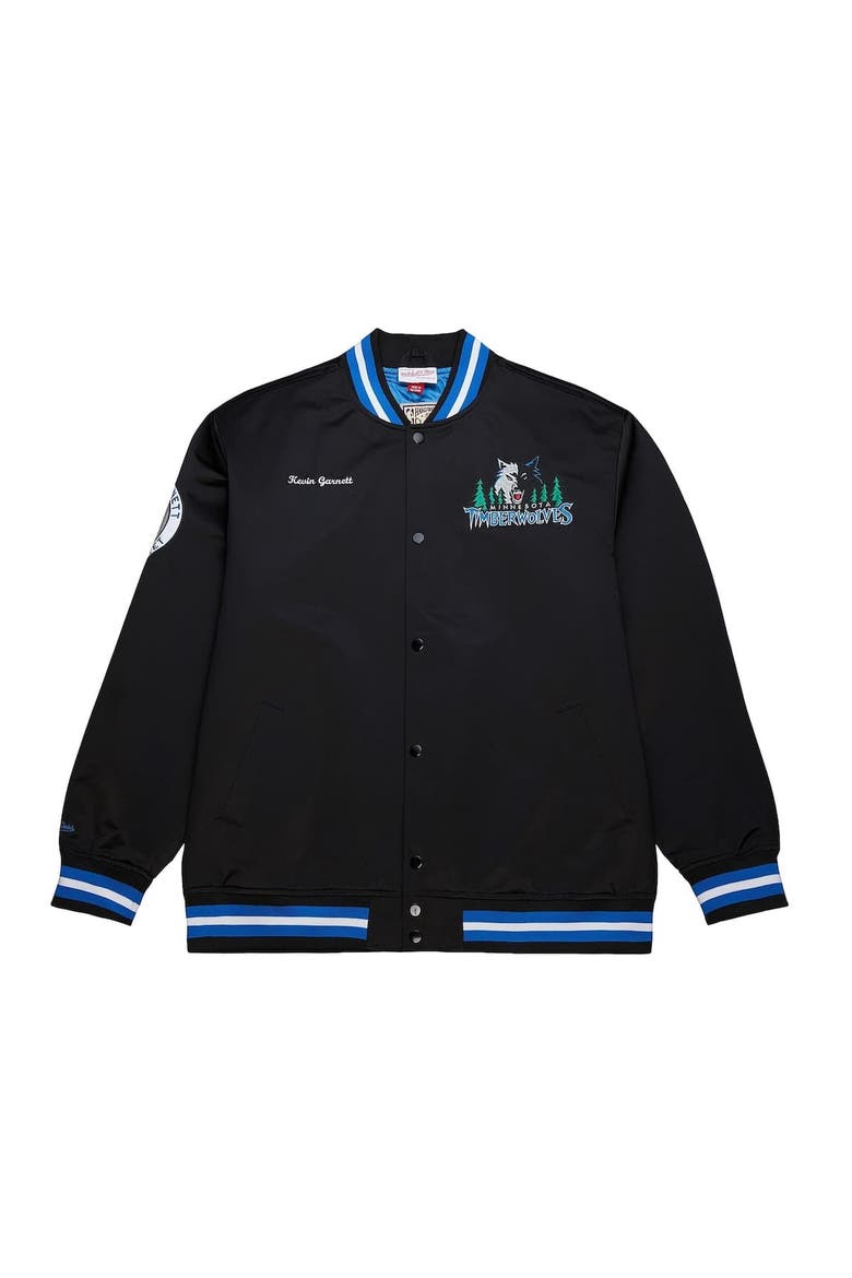 Men's Mitchell & Ness Kevin Garnett Black Minnesota Timberwolves NBA Legends Full-Snap Satin Jacket, Alternate, color, Black