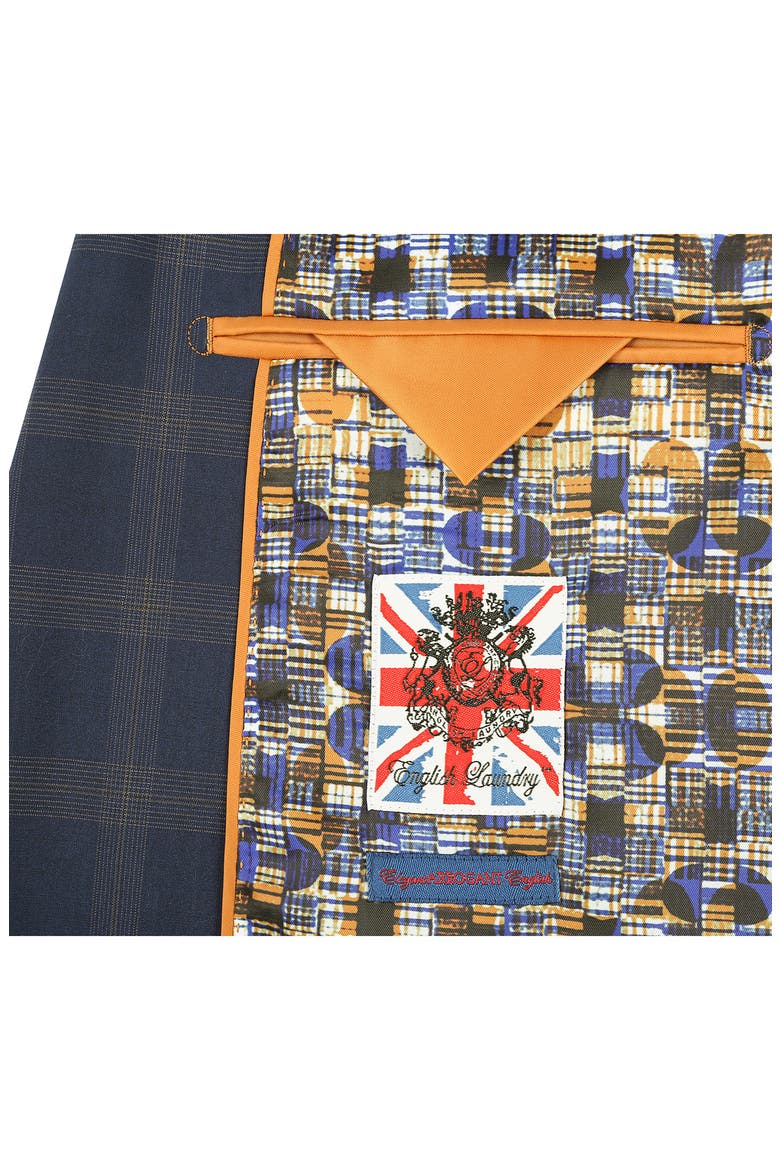 Plaid Trim Fit Notch Lapel Two-Piece Suit, Alternate, color, NAVY