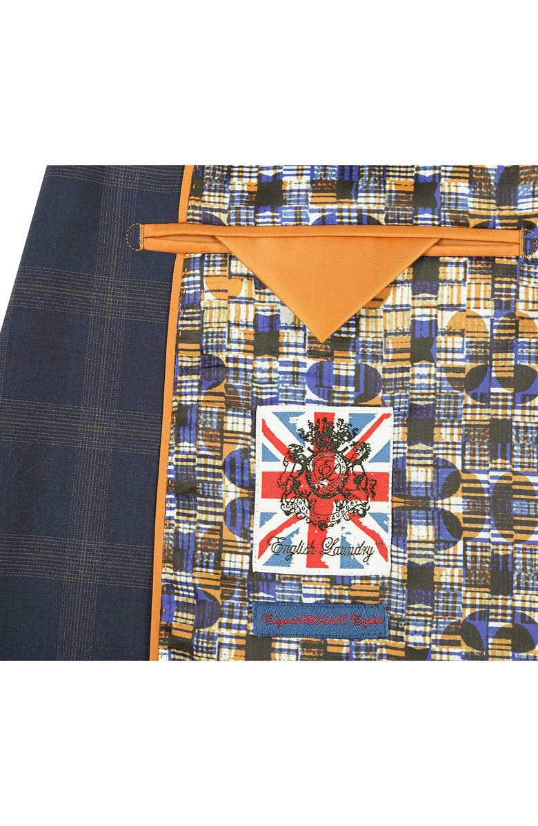 English Laundry Plaid Trim Fit Notch Lapel Two-Piece Suit, Alternate, color, Navy