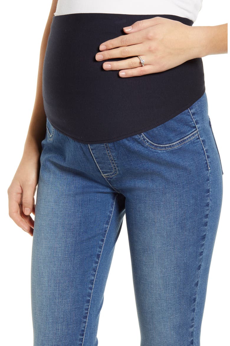 High Waist Crop Maternity Jeans, Alternate, color, DENIM BLUE