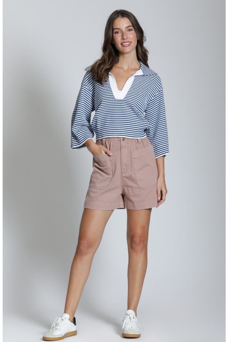 Stripe Three-Quarter Sleeve Sweater, Alternate, color, BLUEWHITE STRIPE