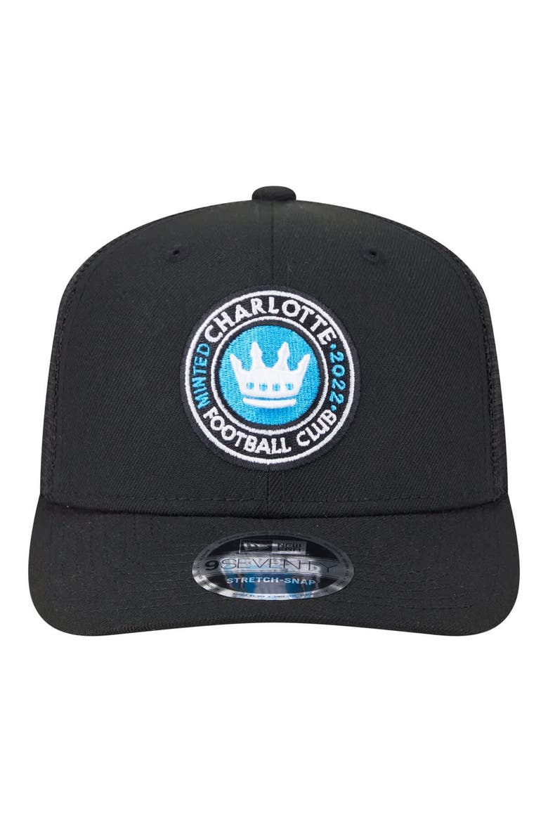 Men's New Era  Black Charlotte FC Jersey Hook 9SEVENTY Adjustable Hat, Alternate, color, Black