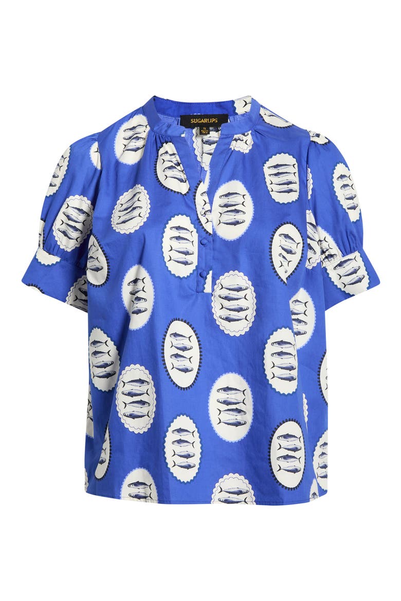 Sardine Sea Rosio Cotton Top, Alternate, color, NAVY-CREAM-BLACK