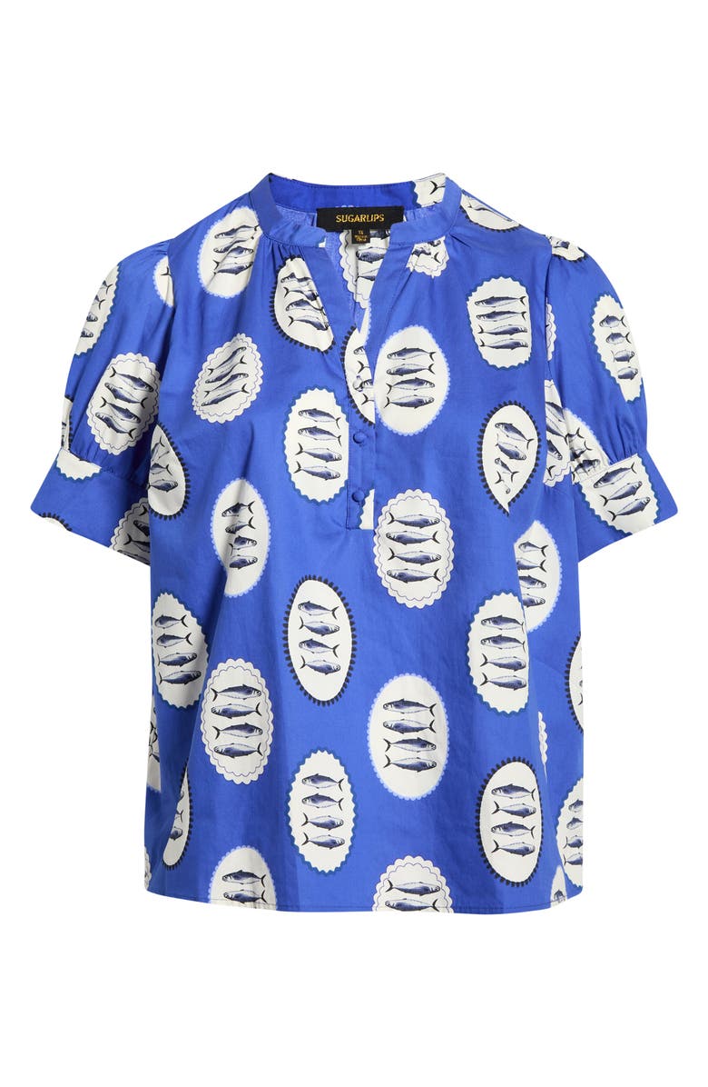 SUGARLIPS Sardine Sea Rosio Cotton Top, Alternate, color, Navy-Cream-Black