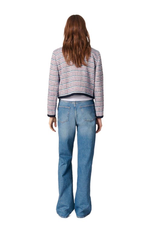 Maje Short Tweed Jacket In Gray
