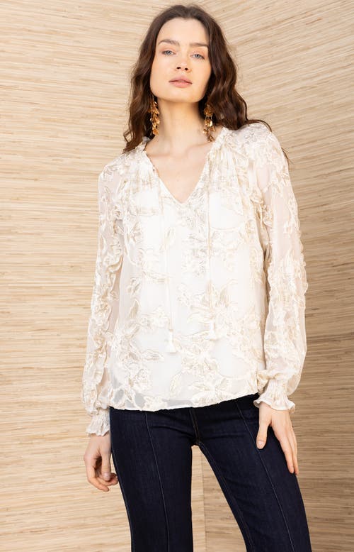 Hale Bob Robin Lurex Chiffon Top In White