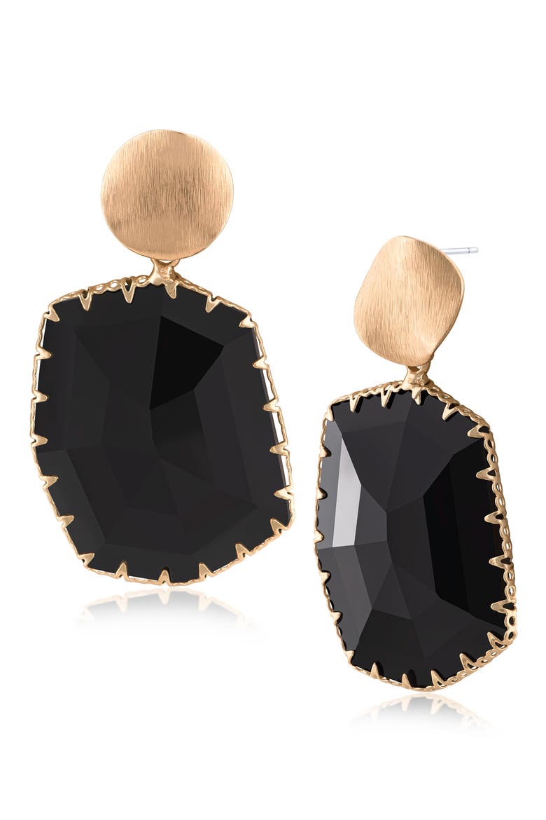 Crystal Drop Earrings (Nordstrom Exclusive), Main, color, BLACK/ GOLD
