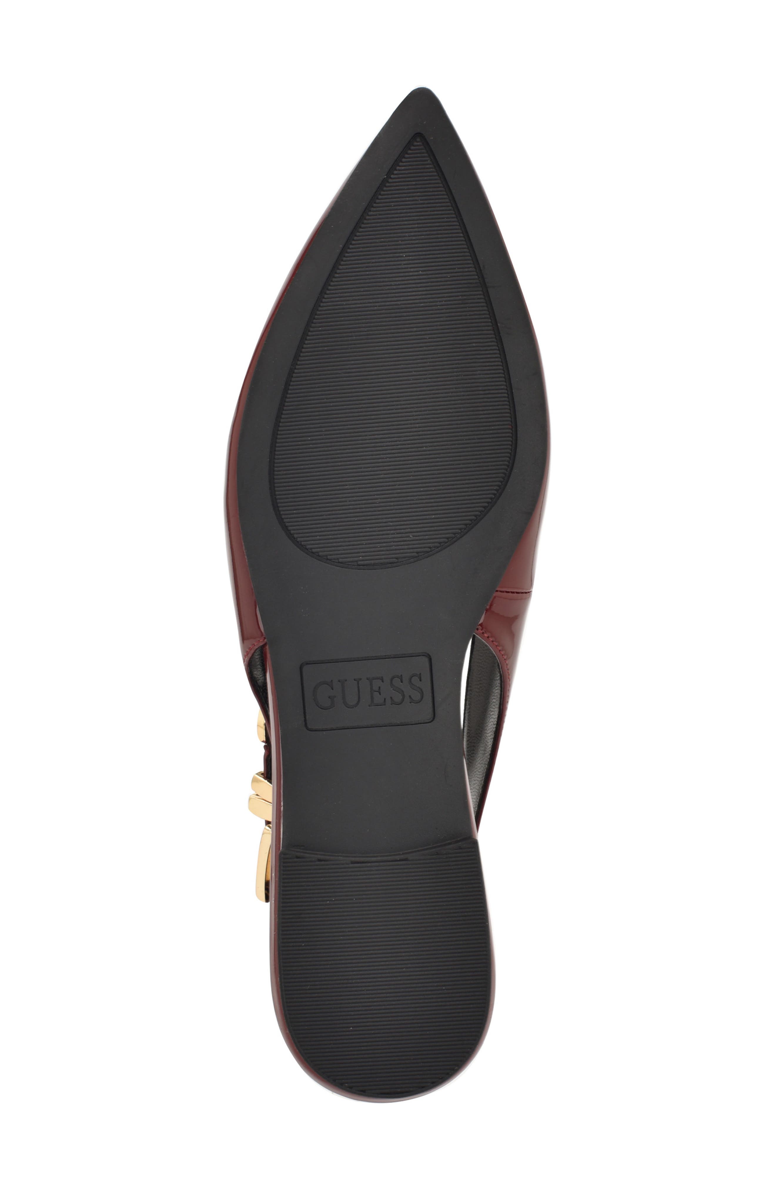 GUESS <p>Elirra Faux Leather Slingback Flat (Women)</p>, Alternate, color, Dark Red