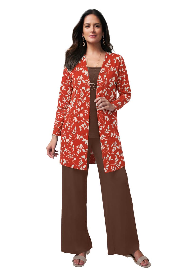 Everyday Stretch Knit Open Front Cardigan, Main, color, BURNT RED VINES