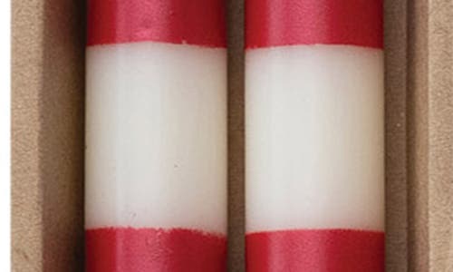 Creative Co-op 2-pack Ivory & Red Stripe Candles In Red