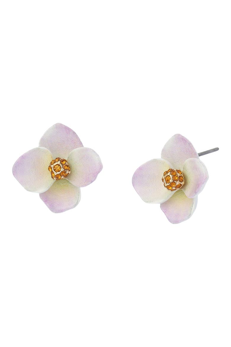 Flower Stud Earrings, Main, color, WHITE