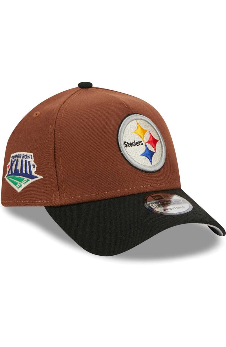 New Era Men's New Era Brown/Black Pittsburgh Steelers Harvest A-Frame Super Bowl XLIII 9FORTY Adjustable Hat, Main, color, 