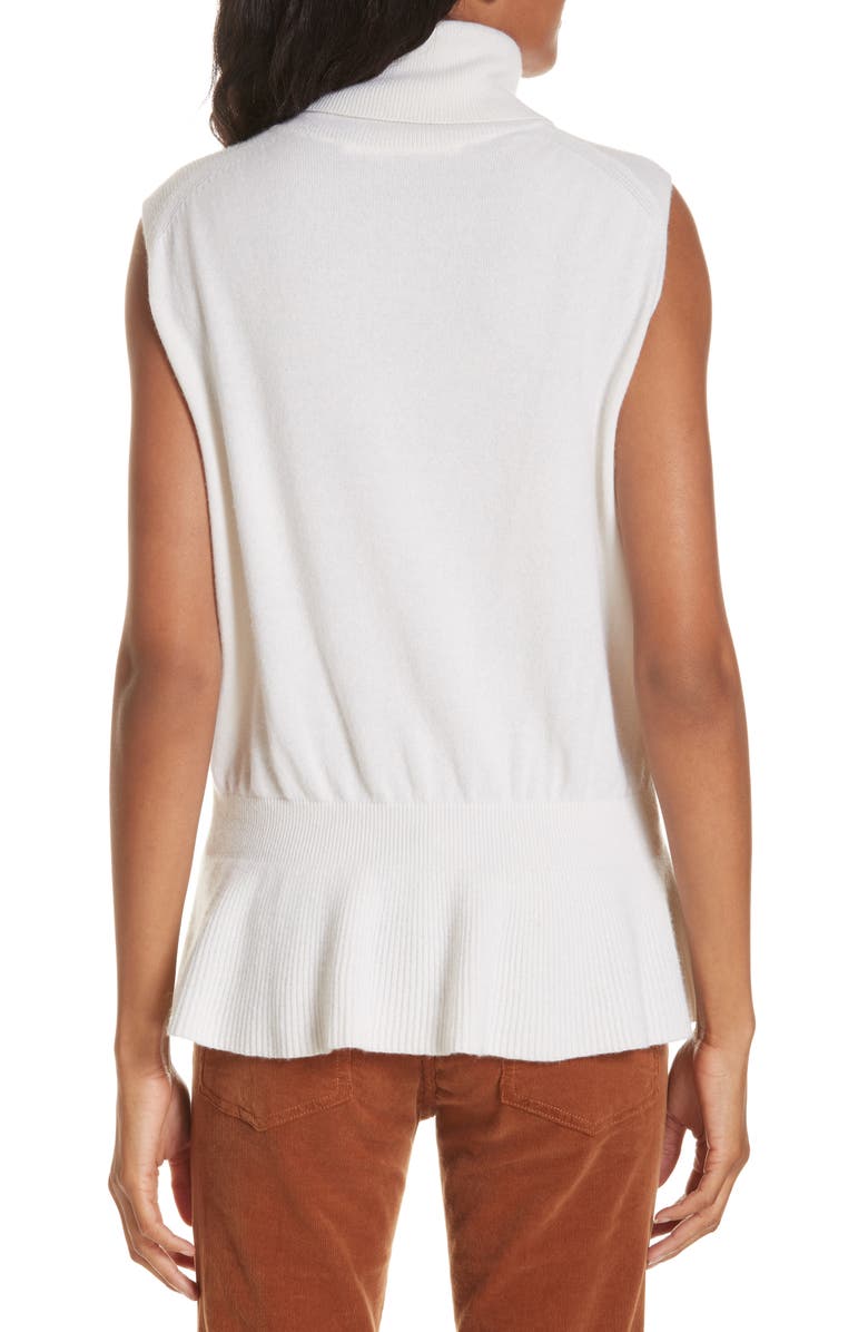 Veronica Beard Noor Turtleneck Peplum Cashmere Top, Alternate, color,