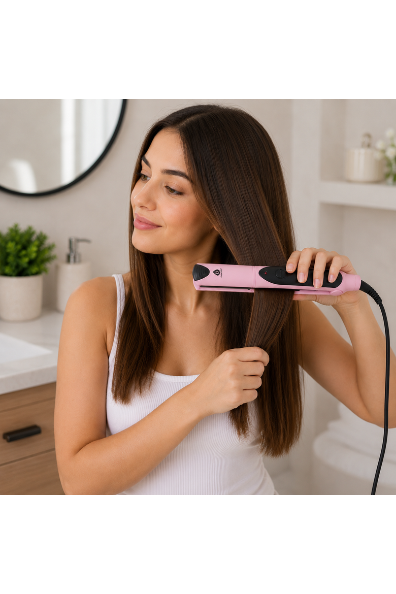 Flat Iron with A Free Travel Straightener, Alternate, color, Pink
